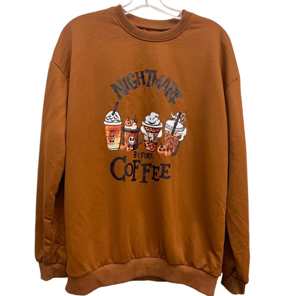 Nightmare Before Coffee Sweatshirt Fall Halloween‎ SZ L